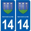 14 Saint-Aubin-sur-Mer blason ville autocollant plaque sticker