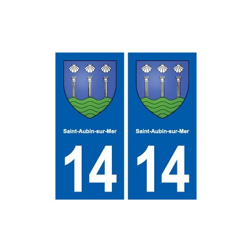 14 Saint-Aubin-sur-Mer blason ville autocollant plaque sticker