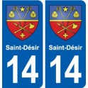 14 Saint-Désir blason ville autocollant plaque sticker