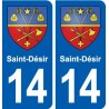 14 Saint-Désir blason ville autocollant plaque sticker