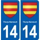 14 Thury-Harcourt blason ville autocollant plaque sticker
