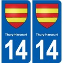 14 Thury-Harcourt blason ville autocollant plaque sticker