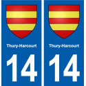 14 Thury-Harcourt blason ville autocollant plaque sticker