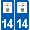14 Vassy logo ville autocollant plaque sticker