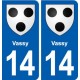 14 Vassy blason ville autocollant plaque sticker