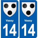 14 Vassy blason ville autocollant plaque sticker