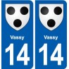 14 Vassy blason ville autocollant plaque sticker