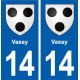 14 Vassy blason ville autocollant plaque sticker