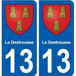 13 La Destrousse blason ville autocollant plaque sticker