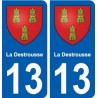 13 La Destrousse blason ville autocollant plaque sticker