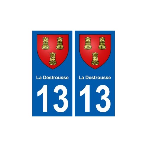 13 La Destrousse blason ville autocollant plaque sticker