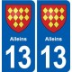 13 Alleins blason ville autocollant plaque sticker