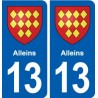 13 Alleins blason ville autocollant plaque sticker