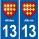 13 Alleins blason ville autocollant plaque sticker