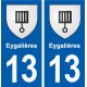 13 Eygalières blason ville autocollant plaque sticker