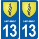 13 Lamanon blason ville autocollant plaque sticker