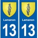 13 Lamanon blason ville autocollant plaque sticker