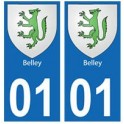 01 Belley ville autocollant plaque