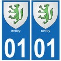 01 Belley ville autocollant plaque