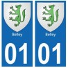 01 Belley ville autocollant plaque
