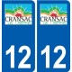 12 Cransac logo ville autocollant plaque sticker