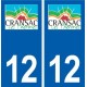 12 Cransac logo ville autocollant plaque sticker