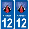 12 Cransac blason ville autocollant plaque sticker