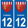 12 Laissac blason ville autocollant plaque sticker