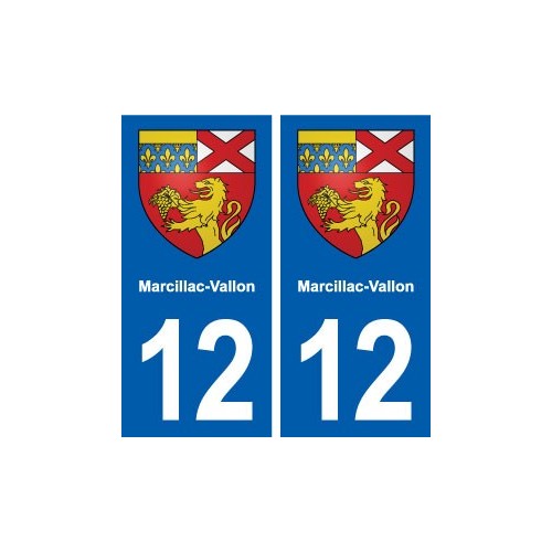 12 Marcillac-Vallon blason ville autocollant plaque sticker