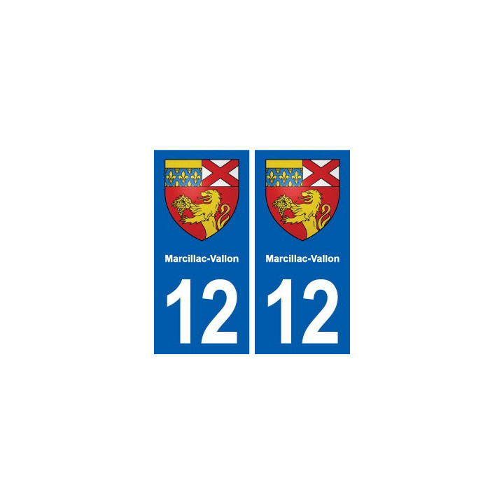 12 Marcillac-Vallon blason ville autocollant plaque sticker
