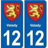 12 Valady blason ville autocollant plaque sticker