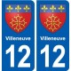 12 Villeneuve blason ville autocollant plaque sticker