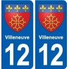 12 Villeneuve blason ville autocollant plaque sticker