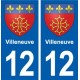 12 Villeneuve blason ville autocollant plaque sticker