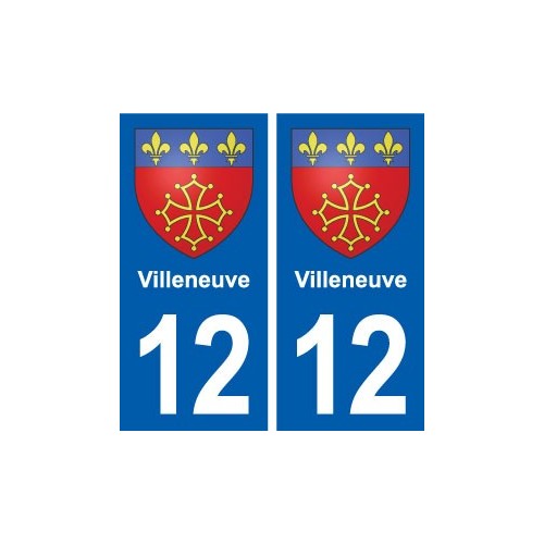 12 Villeneuve blason ville autocollant plaque sticker