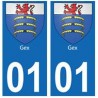 01 Gex ville autocollant plaque