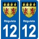 12 Réguista blason ville autocollant plaque sticker