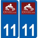 11 Ouveillan logo ville autocollant plaque stickers