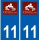 11 Ouveillan logo ville autocollant plaque stickers