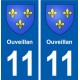 11 Ouveillan blason ville autocollant plaque stickers