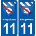 11 Villegailhenc blason ville autocollant plaque stickers
