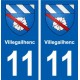 11 Villegailhenc blason ville autocollant plaque stickers