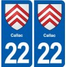 22 Callac blason ville autocollant plaque sticker