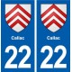 22 Callac blason ville autocollant plaque sticker