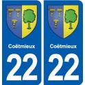 22 Coëtmieux blason ville autocollant plaque sticker