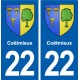 22 Coëtmieux blason ville autocollant plaque sticker