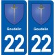 22 Goudelin blason ville autocollant plaque sticker