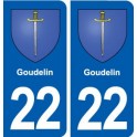 22 Goudelin blason ville autocollant plaque sticker