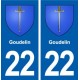 22 Goudelin blason ville autocollant plaque sticker