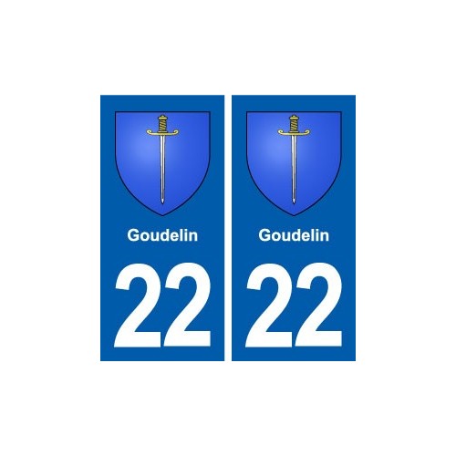 22 Goudelin blason ville autocollant plaque sticker